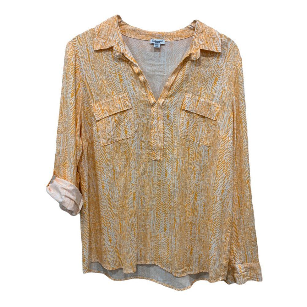 Splendid Size XL Orange‎ Ivory Popover Top Blouse